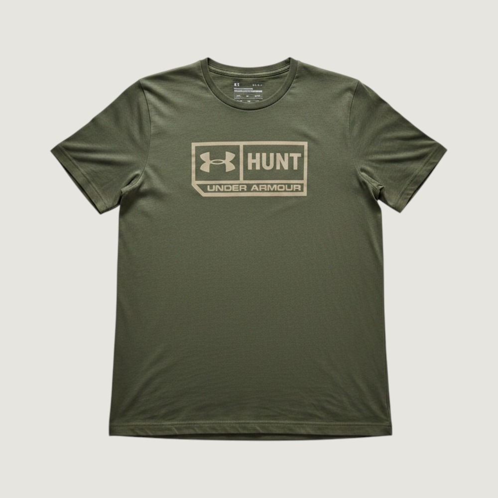 Under Armour Hunt Graphic Tee Large Green Excellent HeatGear Loose Fit Shirt